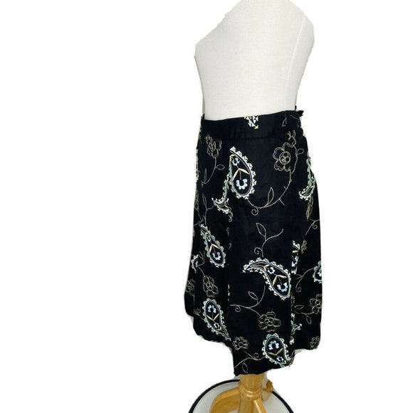 GRACE Elements Skirt Black Linen Paisley Embroider - Picture 3 of 8
